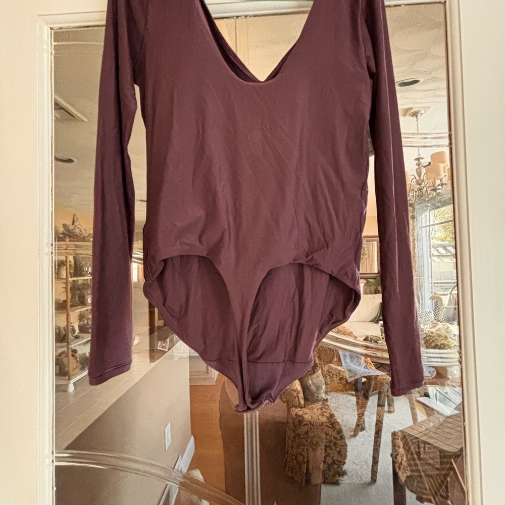 Aerie Long Sleeve V-Neck bodysuit- rich purple - Picture 2 of 3